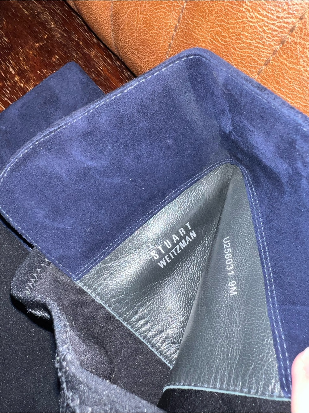 Stuart Weitzman 50/50 Deep Navy Suede Knee-High Boots Rare - Picture 12 of 13